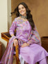 Janasya Women's Lavender Cotton Blend Floral Printed Straight Kurta Set
